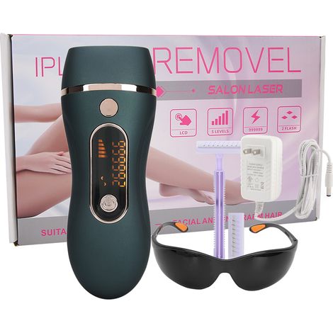 IPL épilateur laser 990000 flashs, machine épilation électrique noir et vert, prise US 110-240V (1/5)