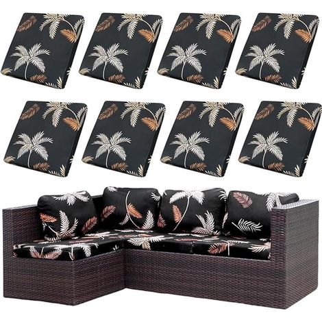 8 Pack Stretch Outdoor Sofa Cushion Covers Printed Seat Cushion Covers Sofa Replacement for Garden Living Room Patio Furniture (1/5)
