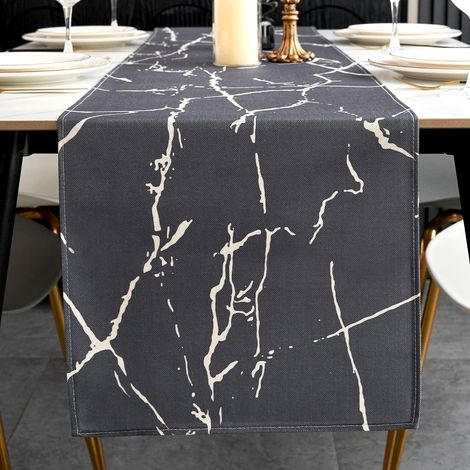 Chemin de Table Gris et Blanc 140×40 cm