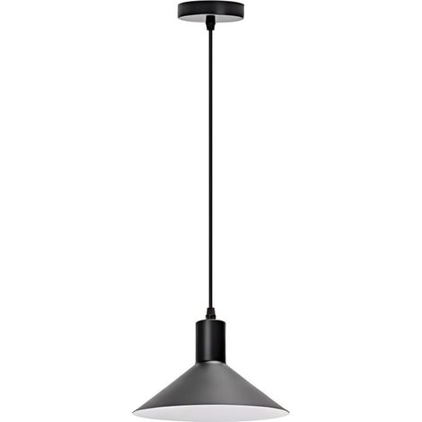 Suspension Minimaliste Fer Noir - Douille E27 - Sans Ampoule - Style Nordique (1/3)
