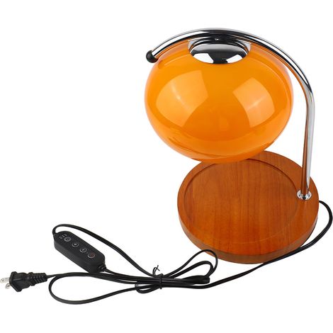 Ortviai Lampe chauffe-cire rétro en bois et verre avec minuterie – Orange (1/4)