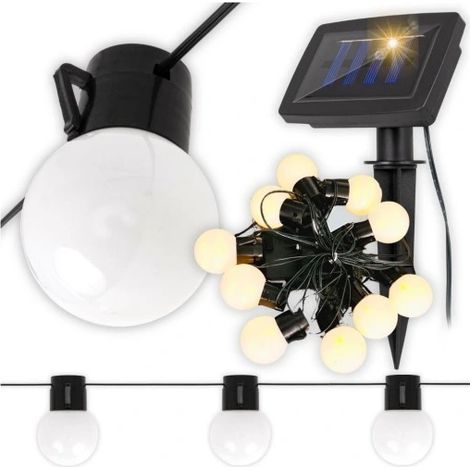Guirnalda de luces solares para jardín, 10 bombillas LED en forma de bola.