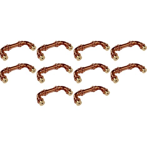 Lot de 10 - Poignée Matière Cuivre Laiton "Rétro" Entraxe 96 cm Ø12 - Arcanaute (1/4)