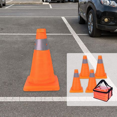 Coni di sicurezza riflettenti pieghevoli set da 4 uso esterno