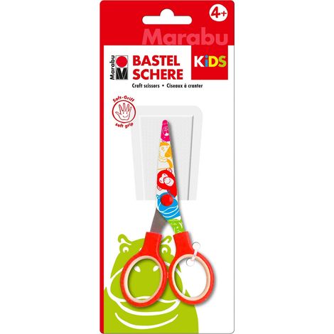 MARABU 0318000000100 KIDS CISEAUX DE BRICOLAGE POUR GARÇON AVEC POINTE EN CUIVRE ET POIGNÉE SOUPLE, FEUILLES DE CISEAUX IMPRIMÉE