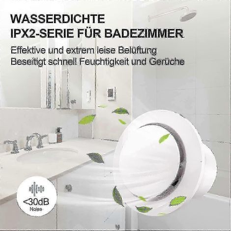 Extracteur d'air 100 mm, 130 m³/h, 20 W, avec clapet anti-retour, ventilateur d'extraction à haut débit, économe en énergie, pour salle de bain, cuisine, toilettes, serres, tentes (1/2)