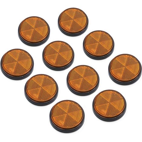 Paquete de 10 reflectores autoadhesivos redondos para remolques, barcos, motocicletas y vallas (ámbar) (1/4)
