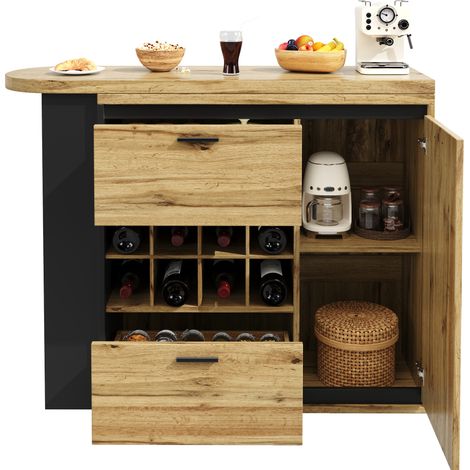 CHICFURN Tavolo da pranzo estensibile 138x39x105 cm in MDF e metallo effetto legno (1/5)