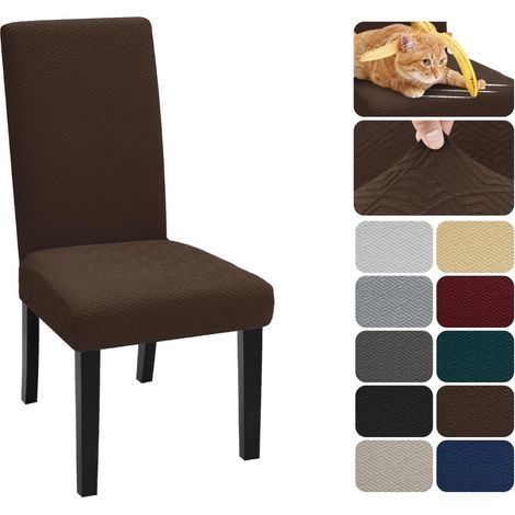 Stuhlhussen 2er Set, Stretch, waschbar, für Esszimmerstühle, Kaffee (1/5)