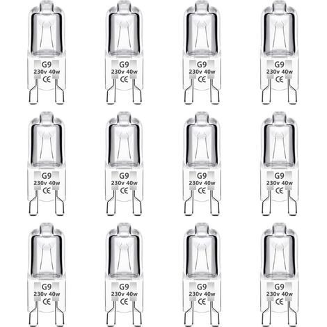 Lot de 12 Ampoule Halogène G9 40W 230V Dimmable 0-100%, 480LM, Blanc Chaud 2700K, G9 Bi-Pin Base Halogène Lampe, Sans Scintillement, pour Four, Lustres, Lampes de Paysage, Éclairage d\\\'armoire (1/5)