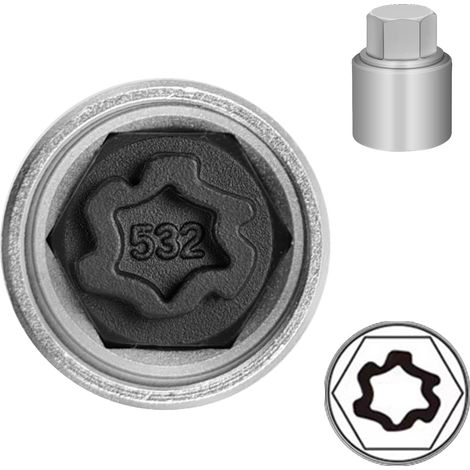 532 Clé d'écrou de roue compatible avec VW VAG (douille OD 28 mm – ID 25 mm), adaptateur de douille d'écrou de roue antivol, outil de démontage de boulons antivol (1/5)