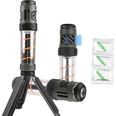 Ortviai Lampe LED multifonctionnelle anti-moustiques pour camping et extérieur avec trépied – 200-300 lm, batterie intégrée 3000 mAh (1/4)