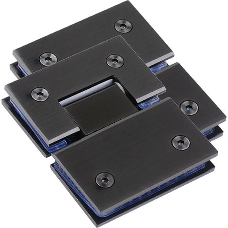 Lot de 2 pinces à verre noires 180° pour salle bain, charnières (1/5)
