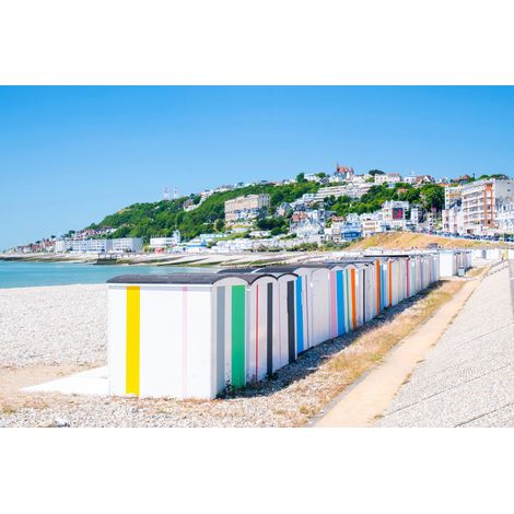 Tableau sur toile cabines de plage du Havre 65x97 cm - Impression sur Toile Murale Décorative - Image imprimée en HD sur Toile - Toile sur Châssis en Bois FSC - Fabriqué en France (1/4)
