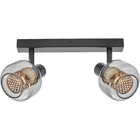 LEDVANCE Decor Spot Firefly Lampe noire, style industriel, 2 x 2,8 W, 500 lm, 2700 K, boîtier en métal et verre, douille E14, montage facile, ampoule OSRAM dimmable incluse. (1/4)