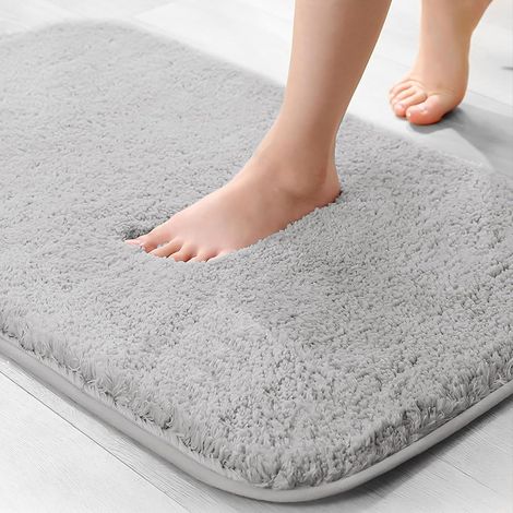 Tapis de bain, extra épais, antidérapant, super absorbant, 40 x 60 cm, gris clair (1/5)