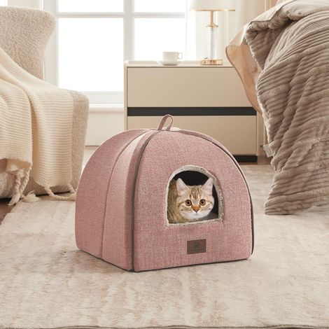 Lit pour Chat d'intérieur - Niche pour Chat - Tente pour Chat avec Coussin rembourré Amovible et Lavable - Lit Doux et Meubles pour Animaux de Compagnie de Petite et Moyenne Taille (1/5)