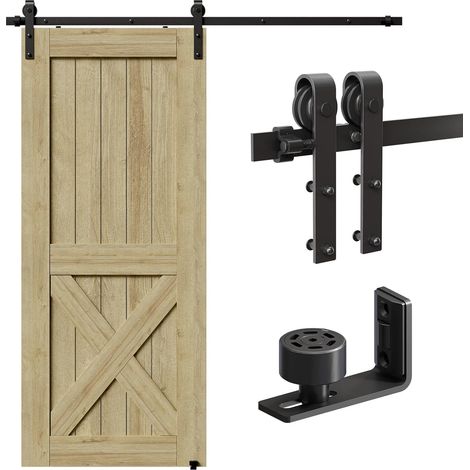 5FT/152CM Systeme Porte Coulissante,Quincailleri Kit de Rail pour Porte Coulissante, Ensemble Industriel pour Coulissante Interieur, Améliorer