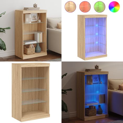 Buffet avec lumières LED chêne sonoma 60,5x37x100 cm - Buffet Design Moderne - Meuble Rangement - Luminaire Led - Décoration Intérieur - Mobilier Salon - Home & Living (1/5)