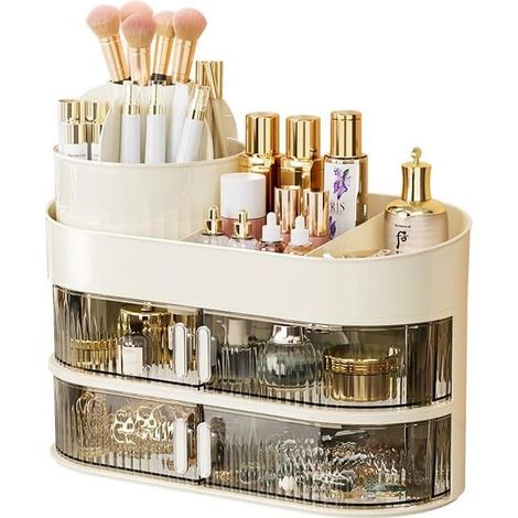 3-tier vanity organizer, multifunctional 360-degree rotating makeup brush holder, cosmetic stand for bedroom and bathroom (1/5)