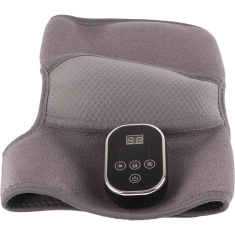 Coussin chauffant pour genou 3 niveaux de chaleur, massage vibrant rechargeable, soulagement fatigue, appareil pour épaule et coude, gris (1/5)