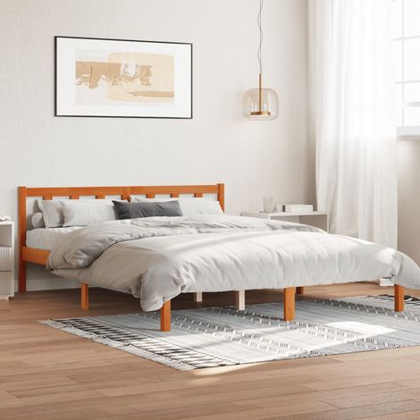 Bed Frame without Mattress Wax Brown 150x200 cm Solid Wood Pine vidaXL (1/5)