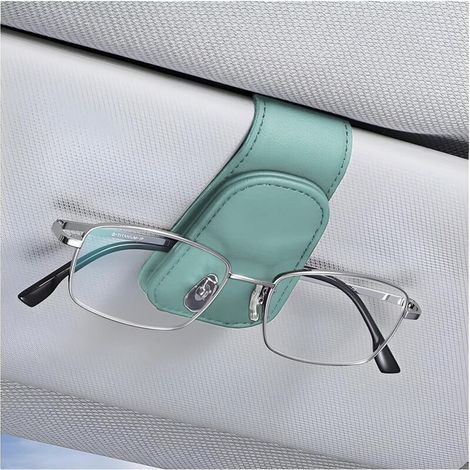 Car Glasses Holder, Magnetic Leather Clip-on Car Glasses Hanger, Universal Car Visor Sunglasses Holder with Card Clip (Nyland) (1/5)