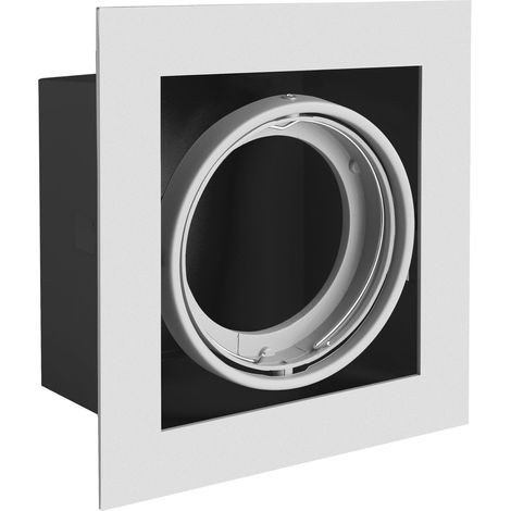 Plafonnier encastrable à 1 ampoule – Plafonnier moderne gris en acier, douille GU53, orientable, IP20, classe de protection III, idéal pour le salon, la cuisine, le bureau et la restauration