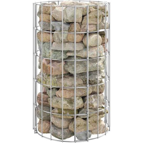 Jardinière de jardin - Balconnière à fleurs Lit surélevé à gabion circulaire Acier galvanisé Ø30x50 cm BV585087 - BonneVie (1/5)