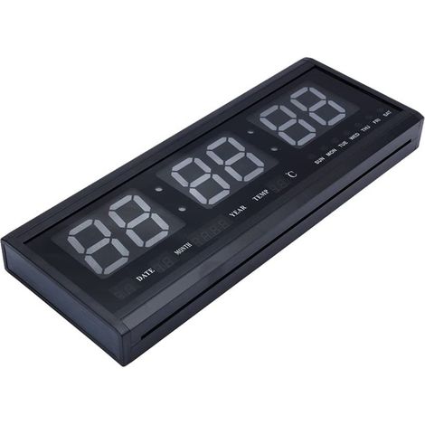 Grande horloge murale numérique LED moderne avec date et température, format 12 ou 24 heures, pour bureau (1/5)