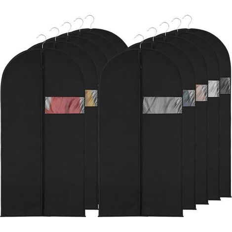 10 pièces housse vêtements à suspendre, 60x120 cm avec fermeture éclair, étanche à l'humidité et à la poussière, pour manteaux et robes longues (1/5)