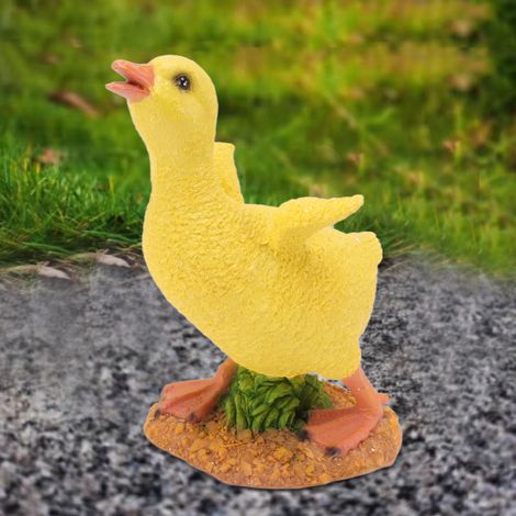 Figura de pato de resina – decoración para jardín y oficina – patito amarillo realista, robusto y estable – 21 x 16 cm, 715 g (1/5)