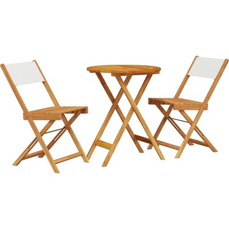 Maison Exclusive - 3-tlg. Bistro-Set Cremeweiß Stoff und Massivho (1/5)