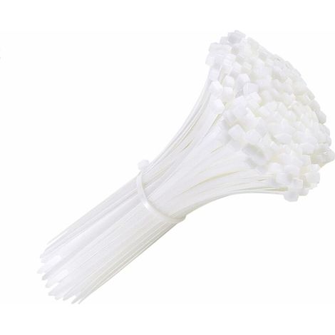 Collier de Serrage 100 mm x 2.5 mm, Lot de 100 Serre Câbles, Attache Câble Blanc, Attaches de Câble en Nylon, Attaches de Câble Ensemble pour Agriculture/Emballage/Jardin/Gestion des Câbles