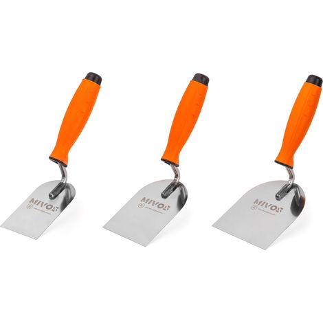 Lot de 3 - Truelle de Maçon - Spatule de Stucateur - Acier Inoxydable et Poignée Ergonomique pour Enduit et Mortier - Usage Professionnel et Domestique - Argent - 60x110mm 80x120mm 100x120mm