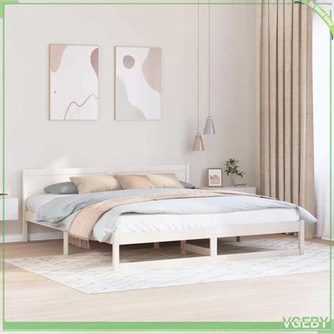 ABI Cadre de lit avec tête de lit Blanc 180 x 200 cm Pin massif 7291712318283 (1/5)