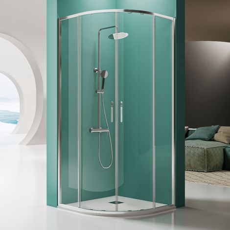 Runddusche PRISMA mit Schiebetür - Glas 6 mm / 80x80 cm (Radius 50) / ohne Sichtschutz