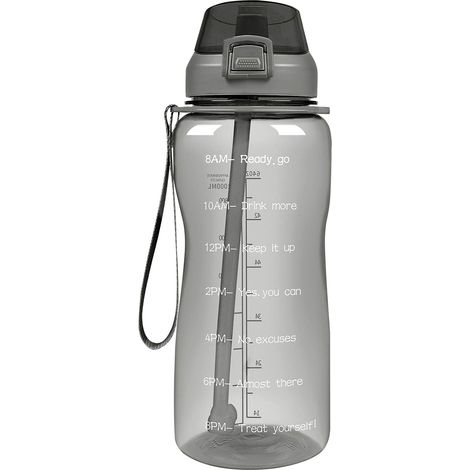 1 Gourde 1,6 L avec graduations horaires, sans BPA, paille silicone, pour sport bureau plein air (1/5)