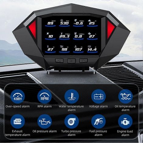 Affichage tête haute automatique P1, inclinomètre, indicateur de pente, compteur de vitesse numérique, système OBD2 GPS double (1/4)