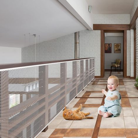 3 m x 78cm Filet de sécurité pour Balcon et escalier pour Enfant Filet de Protection en Maille Robuste réglable pour Garde-Corps d'escalier (1/5)