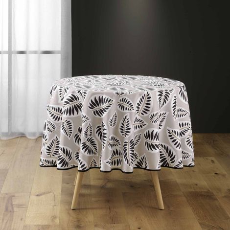 Nappe Antitache Ronde Imprimé "Alma" 180cm Noir (1/4)