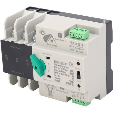 Commutateur de transfert automatique à double alimentation onduleur PV 3P minuterie efficace 110VAC 63A (1/5)