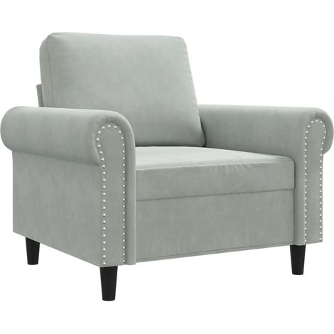 Fauteuil de Salon,Chaise,Fauteuil Gris clair 60 cm Velours CFW352919 (1/5)