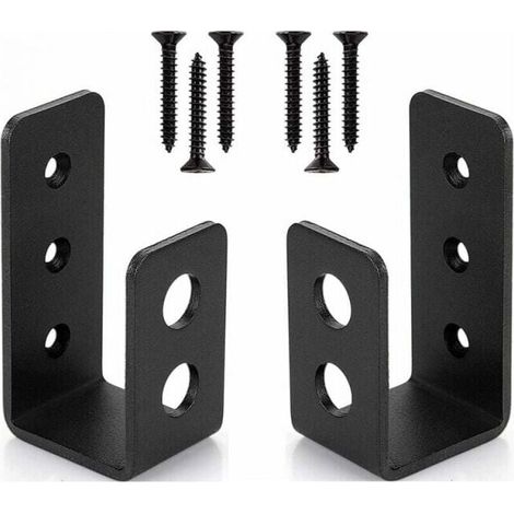 2-pack heavy-duty steel door brackets for 2x4 doors, U-shaped safety bar,  wall shelf (1/4)