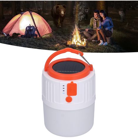 Lampe de camping solaire LED, lampe de secours multifonctionnelle rechargeable USB pour l'extérieur, lampe de secours portable et à suspendre, modèle standard blanc (1/5)