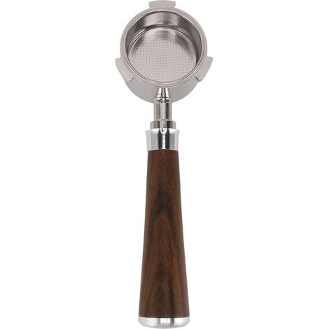 Portafilter 51mm sans fond pour Delonghi en acier inoxydable et bois, 3 oreilles, démontable et facile à nettoyer (1/5)