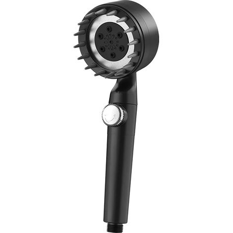 Pommeau de douche à main (noir) avec surpression réglable et économie d'eau (1/5)