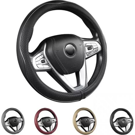 Housse de volant antidérapante haut de gamme – Accessoire auto rond de 38 cm pour une meilleure prise en main, un confort accru et un style élégant