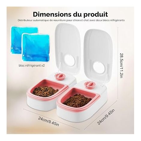 Automatic Cat Feeder, Meals, with Hour Timer, ml, for Cats and Small Dogs, Suitable for Wet and Dry Food (1/2)