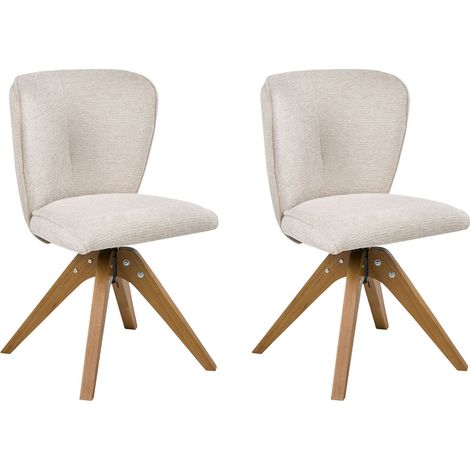 Esszimmerstuhl 2er Set drehbar COSO Stoff Hellbeige